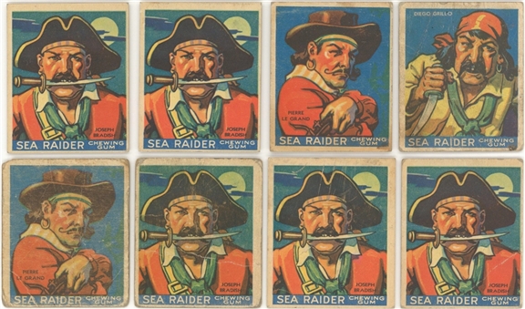 1933 R124 Goudey "Sea Raiders" Blank Backed "High Numbers" Collection (8)